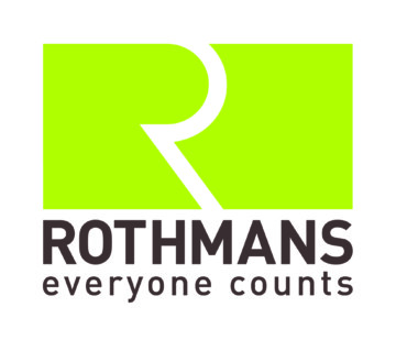 Rothmans logo with strapline Everyone counts