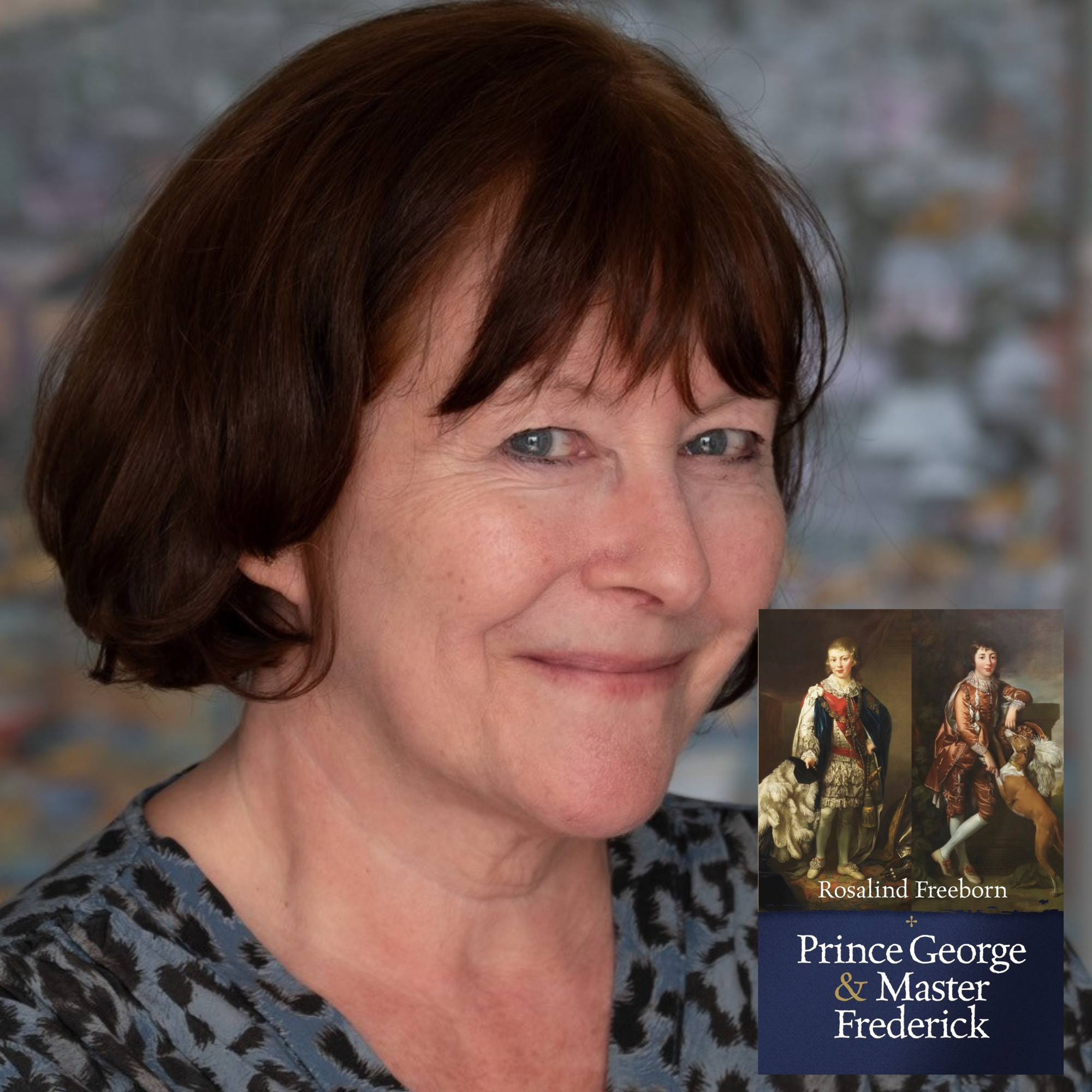 Rosalind Freeborn and book cover for Prince George & Master Frederick 2025