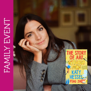 Katy Hessel headshot with book jacket The History of Art Without Men