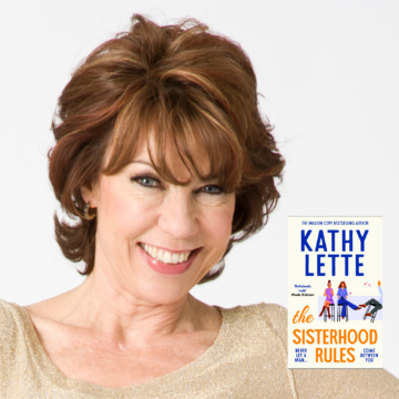 Kathy Lette and book jacket The Sisterhood Rules