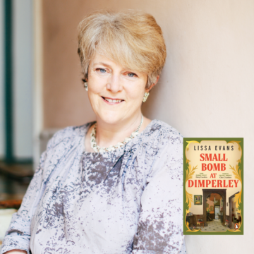 Lissa Evans and book jacket Small Bomb at Dimperley