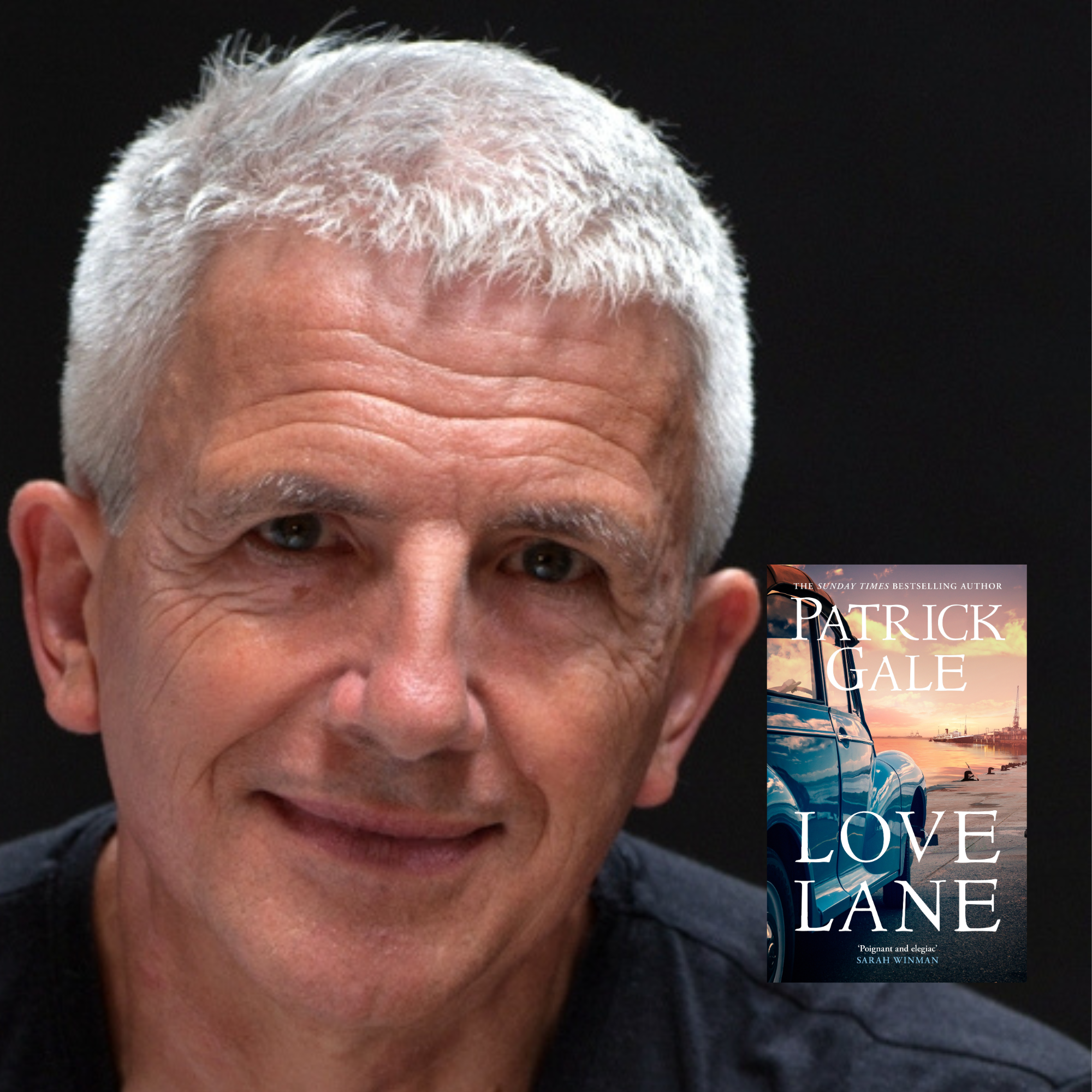 Patrick Gale headshot and book jacket Love Lane