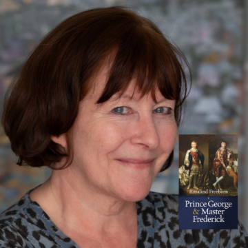 Rosalind Freeborn headshot and book jacket Prince George and Master Frederick