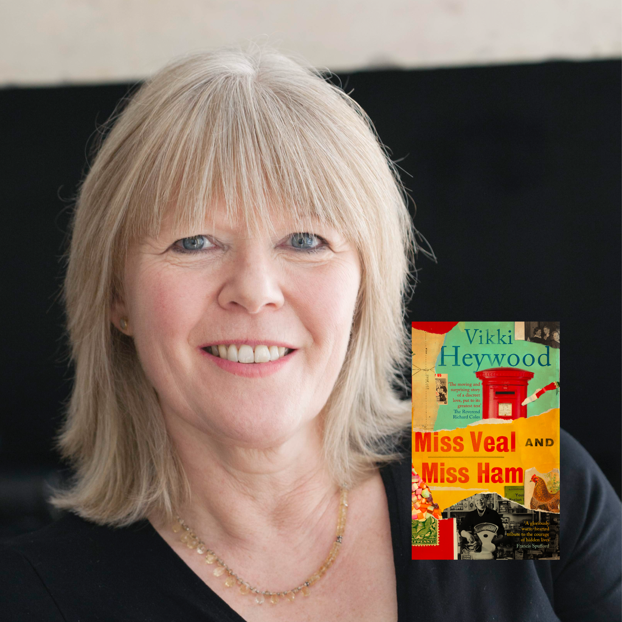 Vikki Heywood headshot and book jacket Miss Veal and Miss Ham