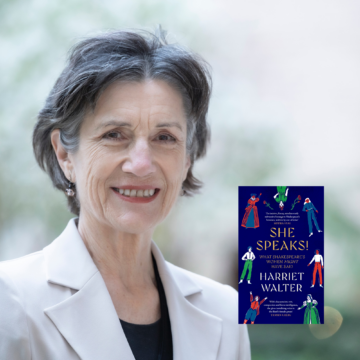 Harriet Walter headshot and books jacket She Speaks!
